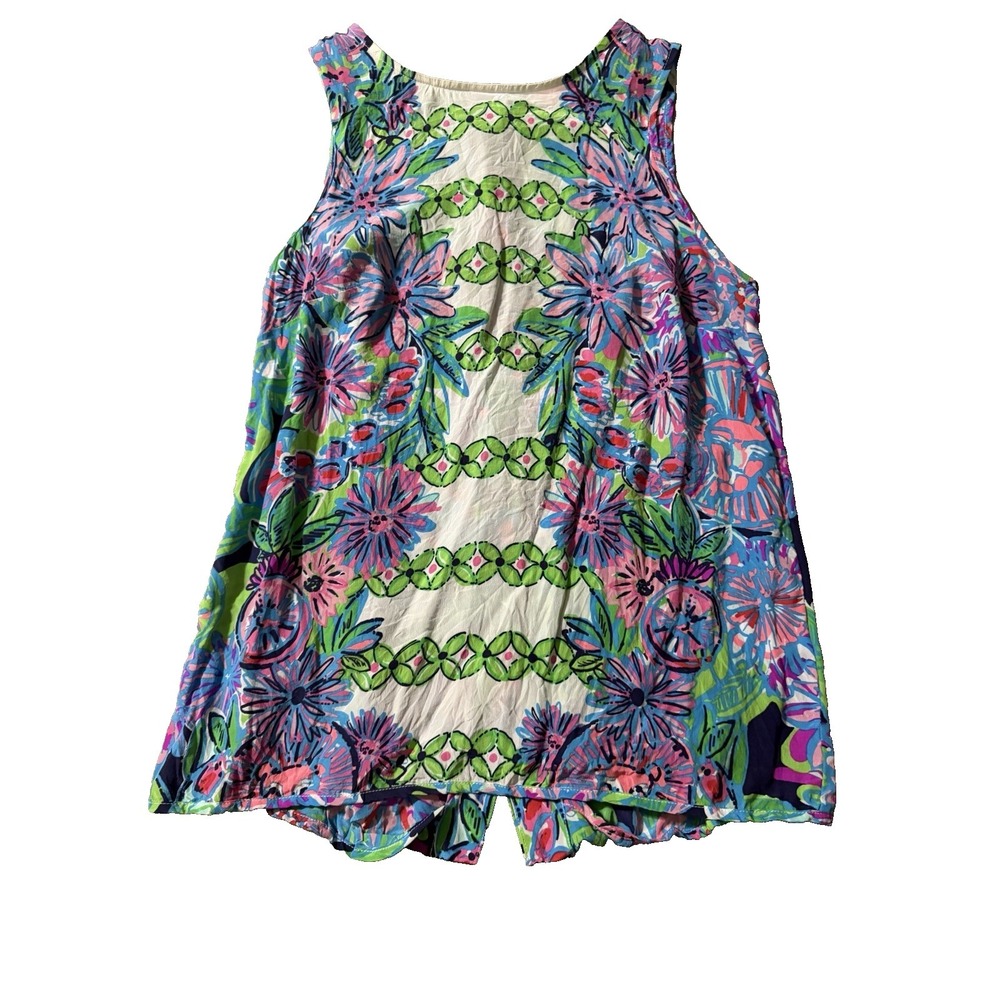 Lilly Pulitzer Women's Size XS Iona Silk Back Button Down Tank Top